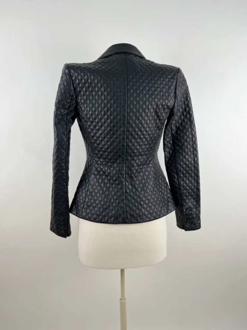 Ralph Lauren Purple Label Leather Quilted Blazer or Jacket in Black