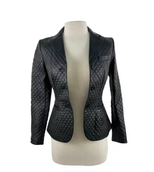 Ralph Lauren Purple Label Leather Quilted Blazer or Jacket in Black