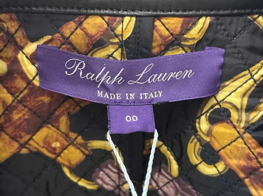 Ralph Lauren Purple Label Leather Quilted Blazer or Jacket in Black