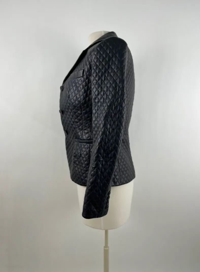 Ralph Lauren Purple Label Leather Quilted Blazer or Jacket in Black