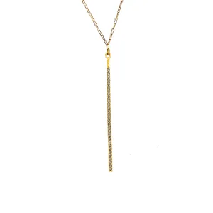 Rebel 18K Gold Finish, Black Diamond Swarovski Crystal Stick Necklace