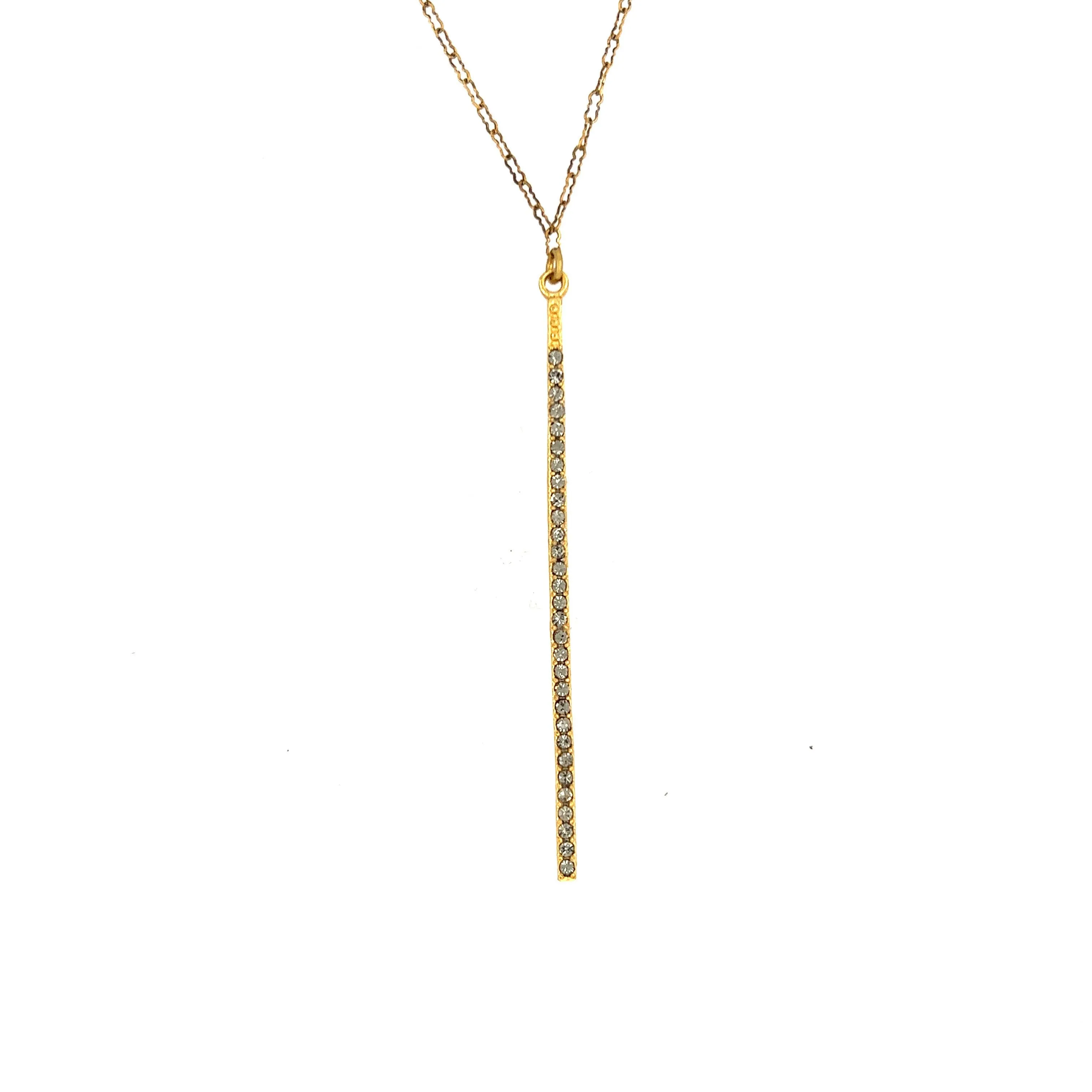 Rebel 18K Gold Finish, Black Diamond Swarovski Crystal Stick Necklace