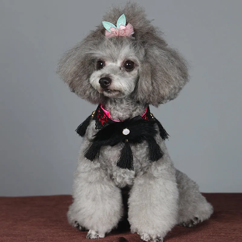 Red and Black Macrame Lace Collar - A005