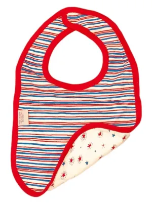 Red and Blue Stripe Stars  Reversible Balby Bib