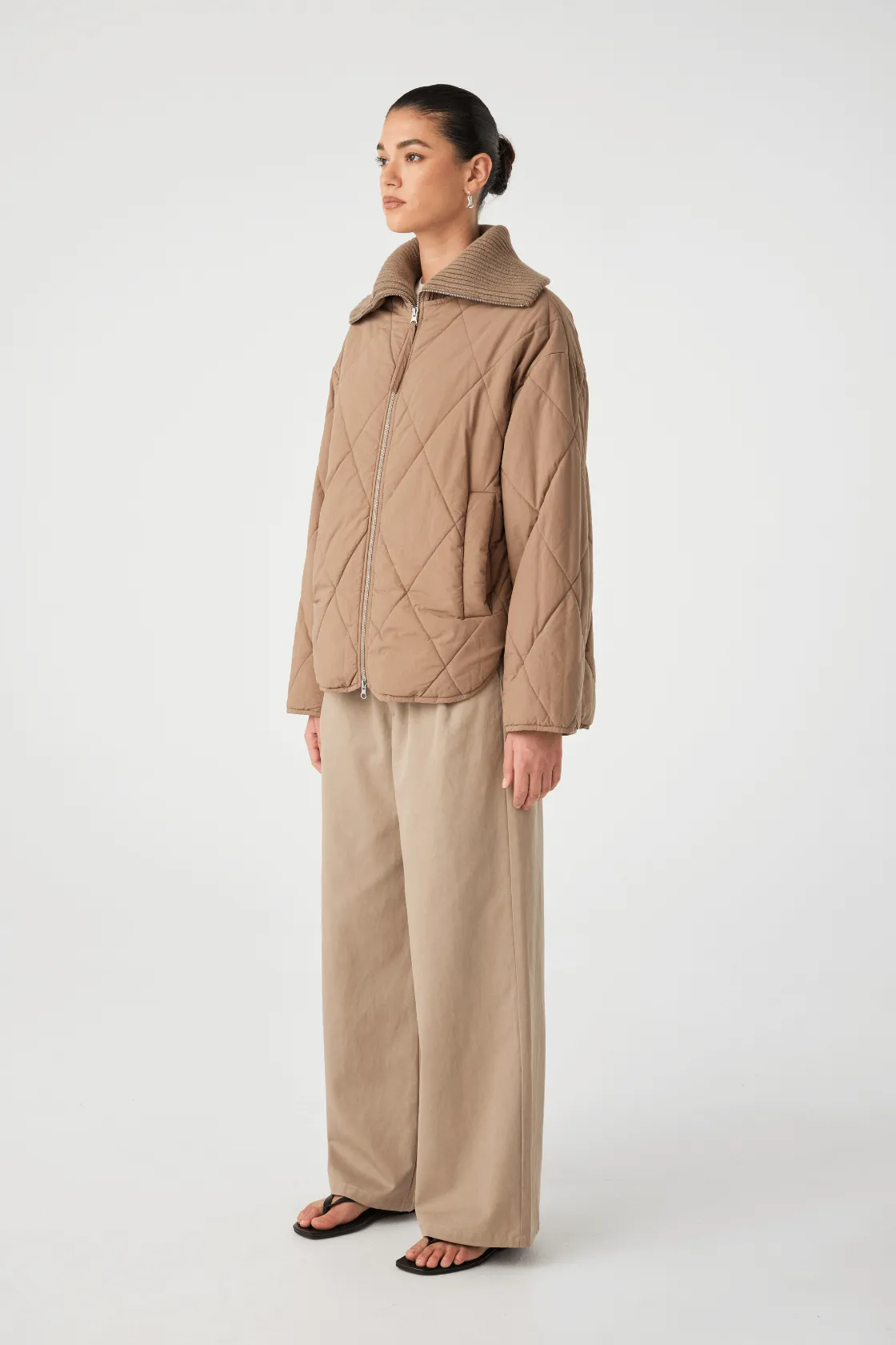 Reece Quilted Jacket - Taupe