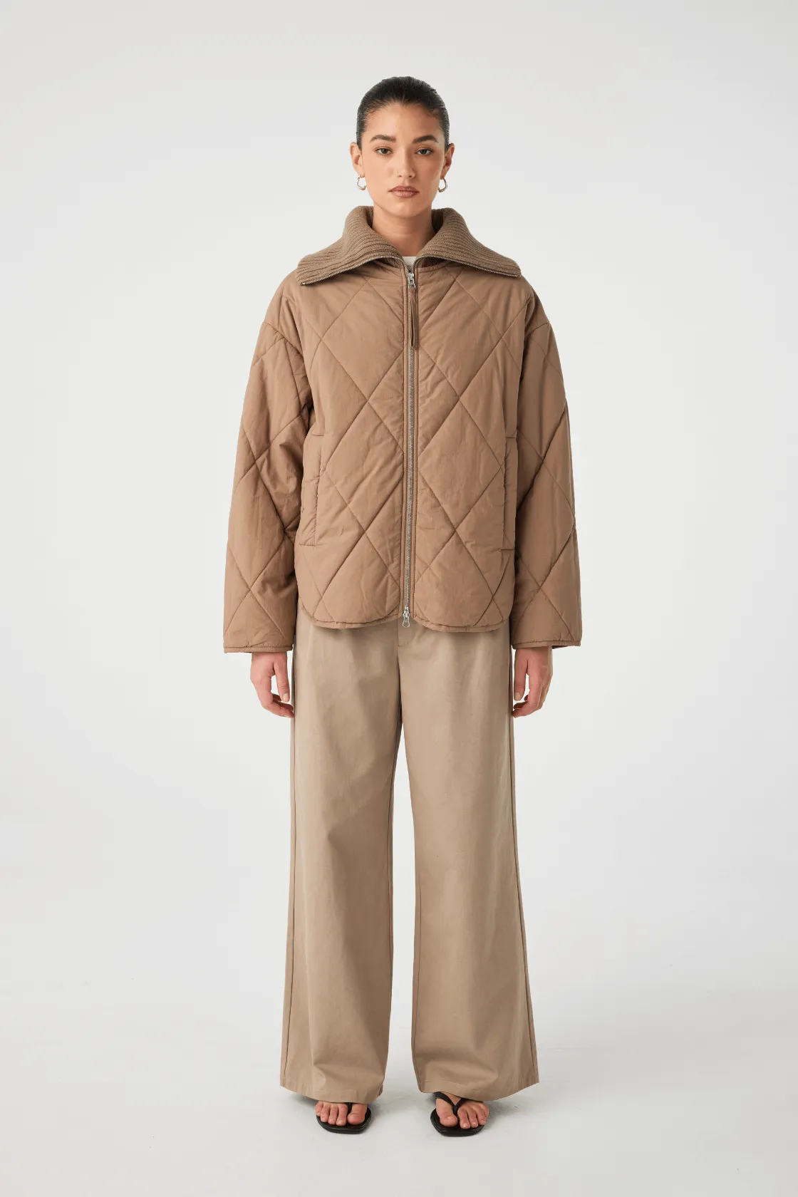 Reece Quilted Jacket - Taupe