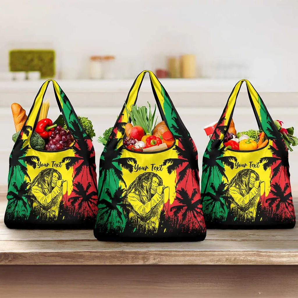 Reggae Soul B.Marley Personalized Grocery Bag Tropical Grunge LT7