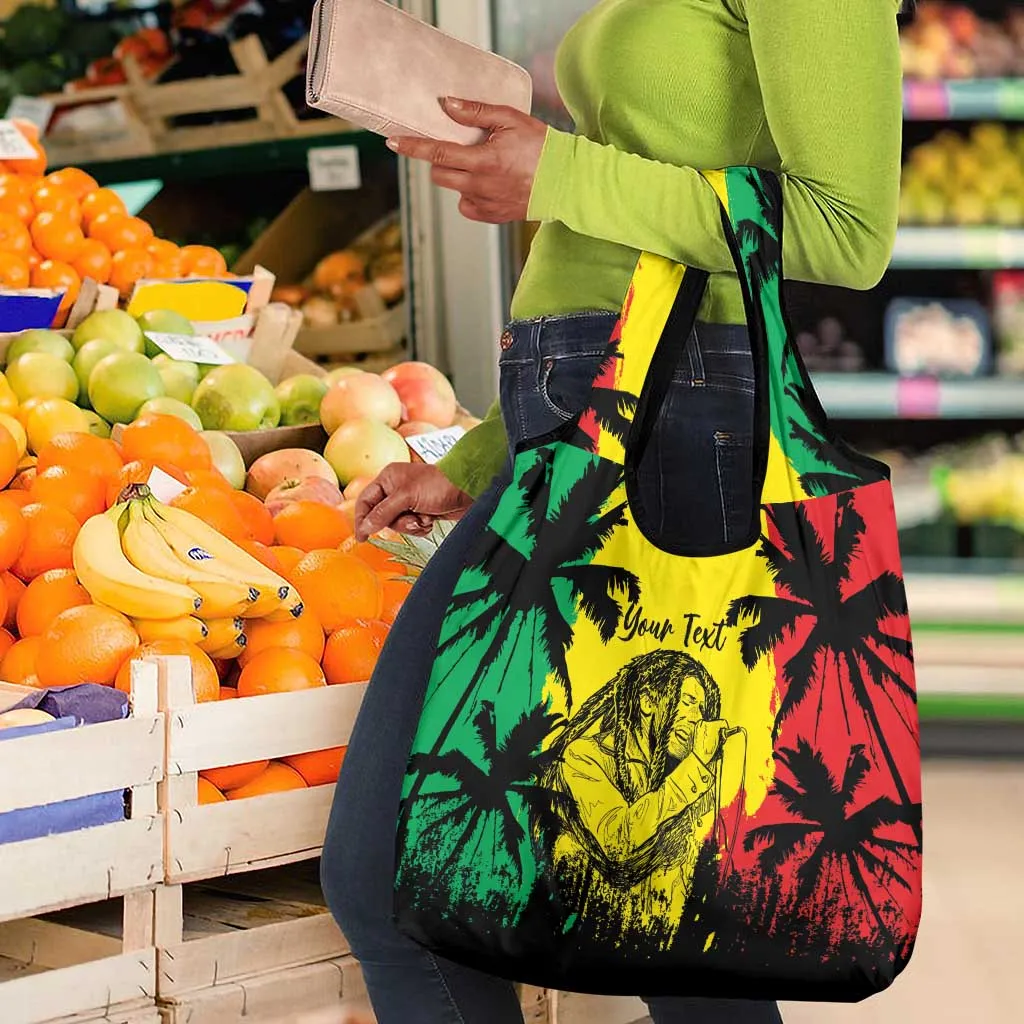 Reggae Soul B.Marley Personalized Grocery Bag Tropical Grunge LT7