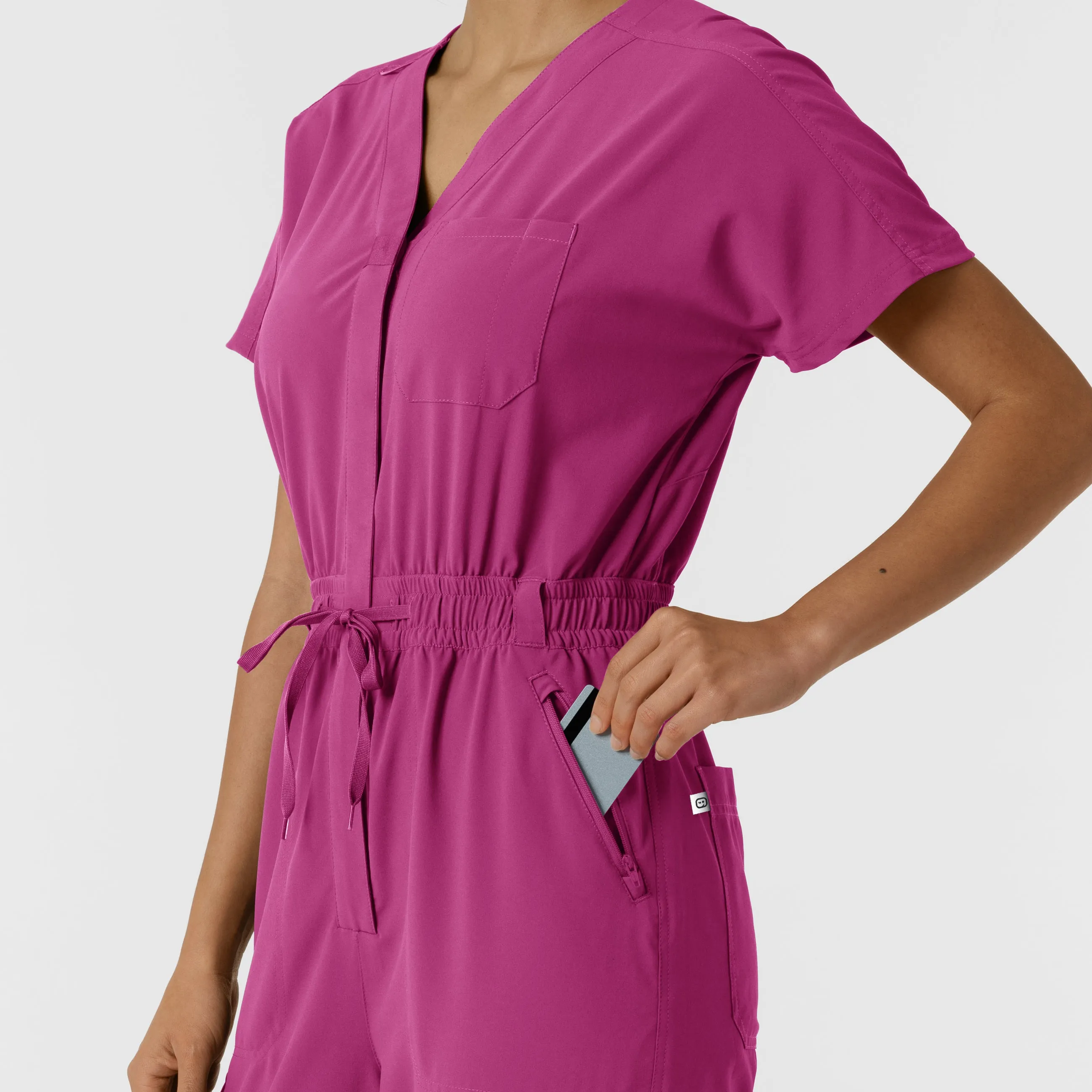 RENEW 3234 Cargo Jogger Scrub Jumpsuit Raspberry