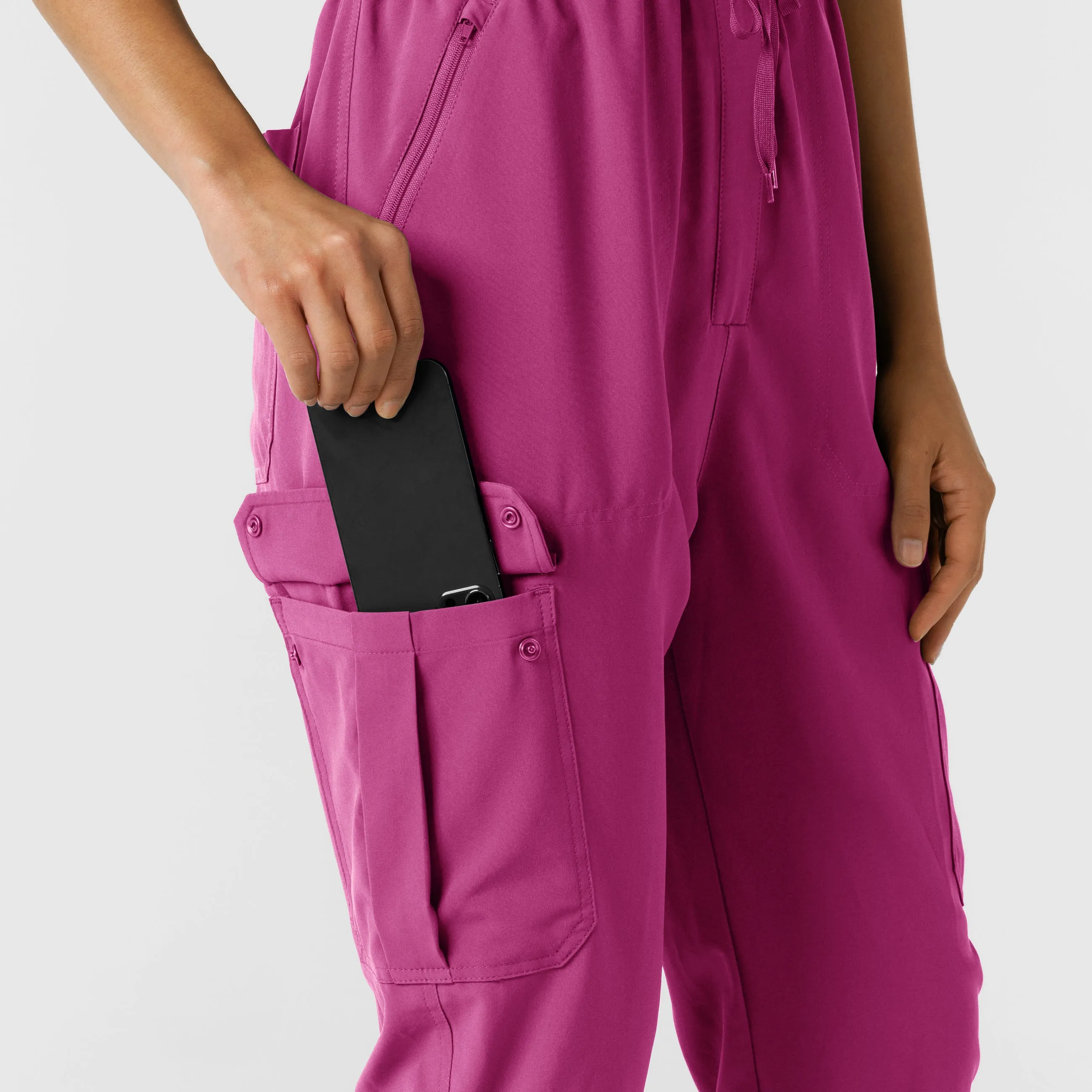 RENEW 3234 Cargo Jogger Scrub Jumpsuit Raspberry