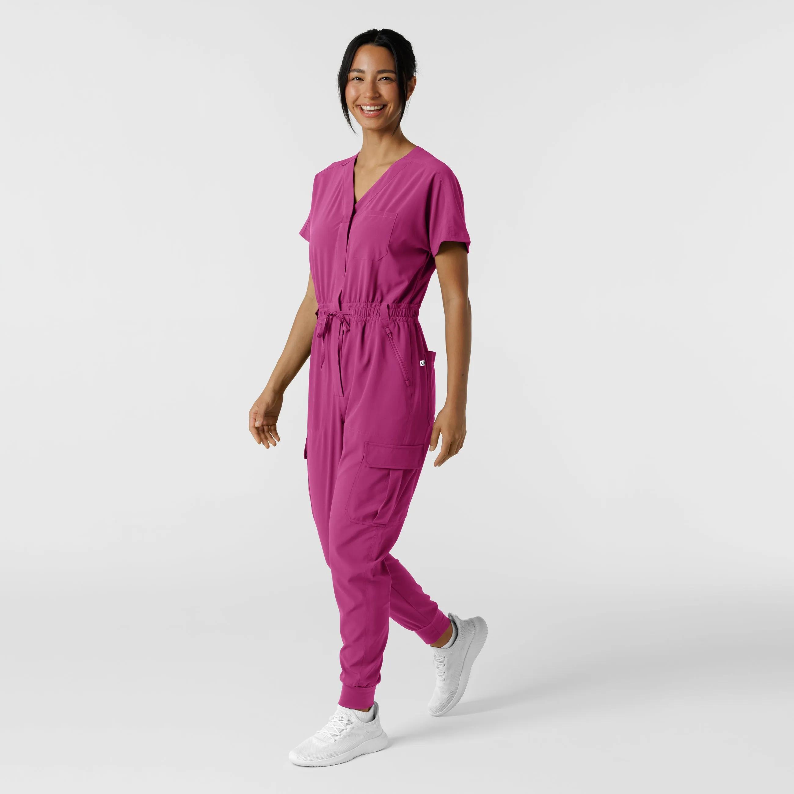 RENEW 3234 Cargo Jogger Scrub Jumpsuit Raspberry