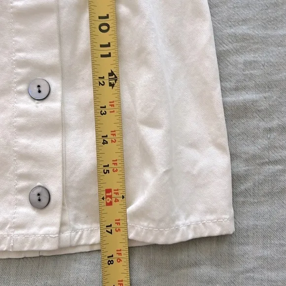 R.G. Kane White and Blue Button Pocket Patchwork Minimalist Skirt 6 28”