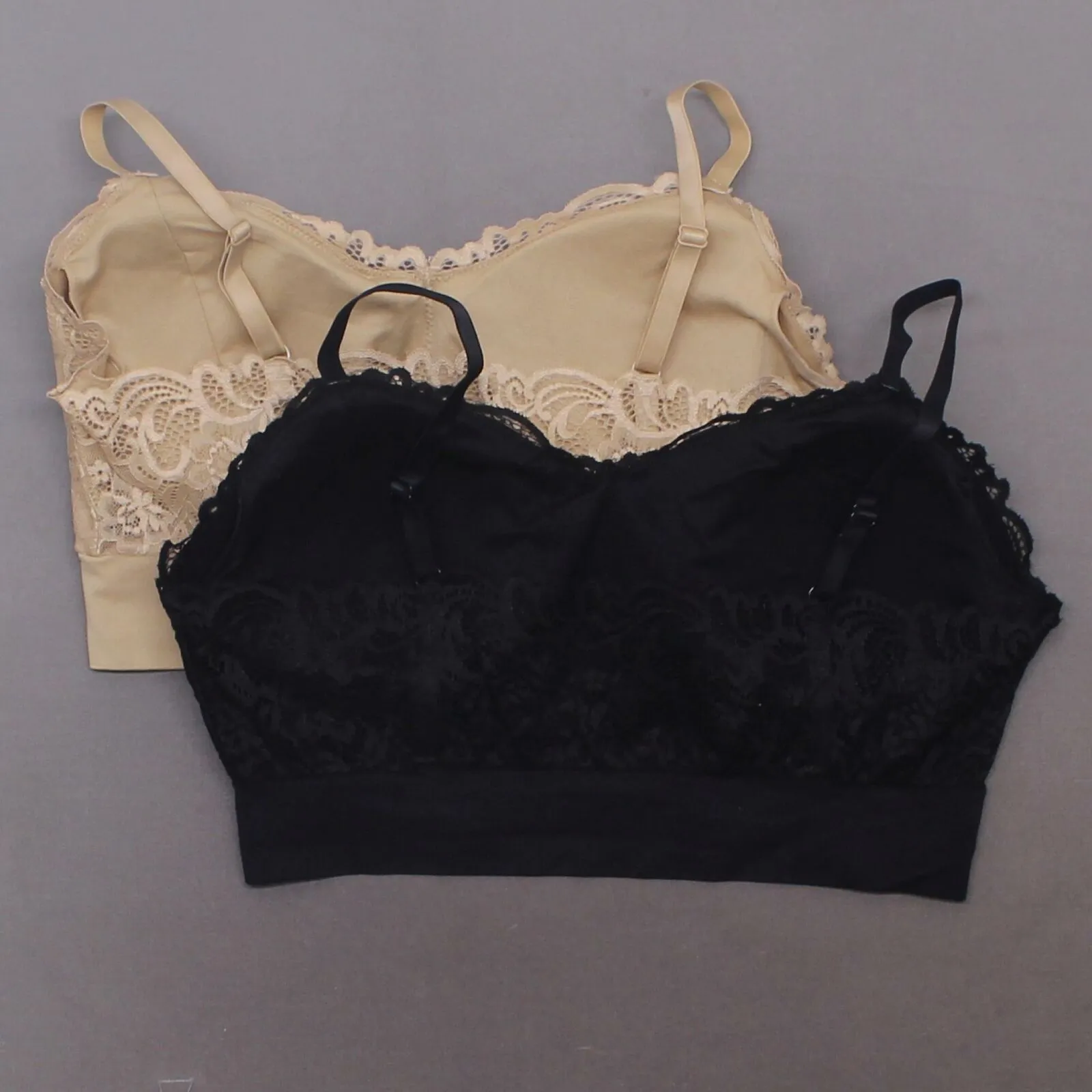 Rhonda Shear 2 Pack Lace Leisure Bras With Removable Pads Black/ Nude 2X