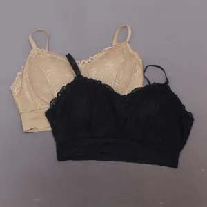 Rhonda Shear 2 Pack Lace Leisure Bras With Removable Pads Black/ Nude 2X