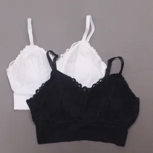 Rhonda Shear 2 Pack Lace Leisure Bras With Removable Pads Black/ White Medium
