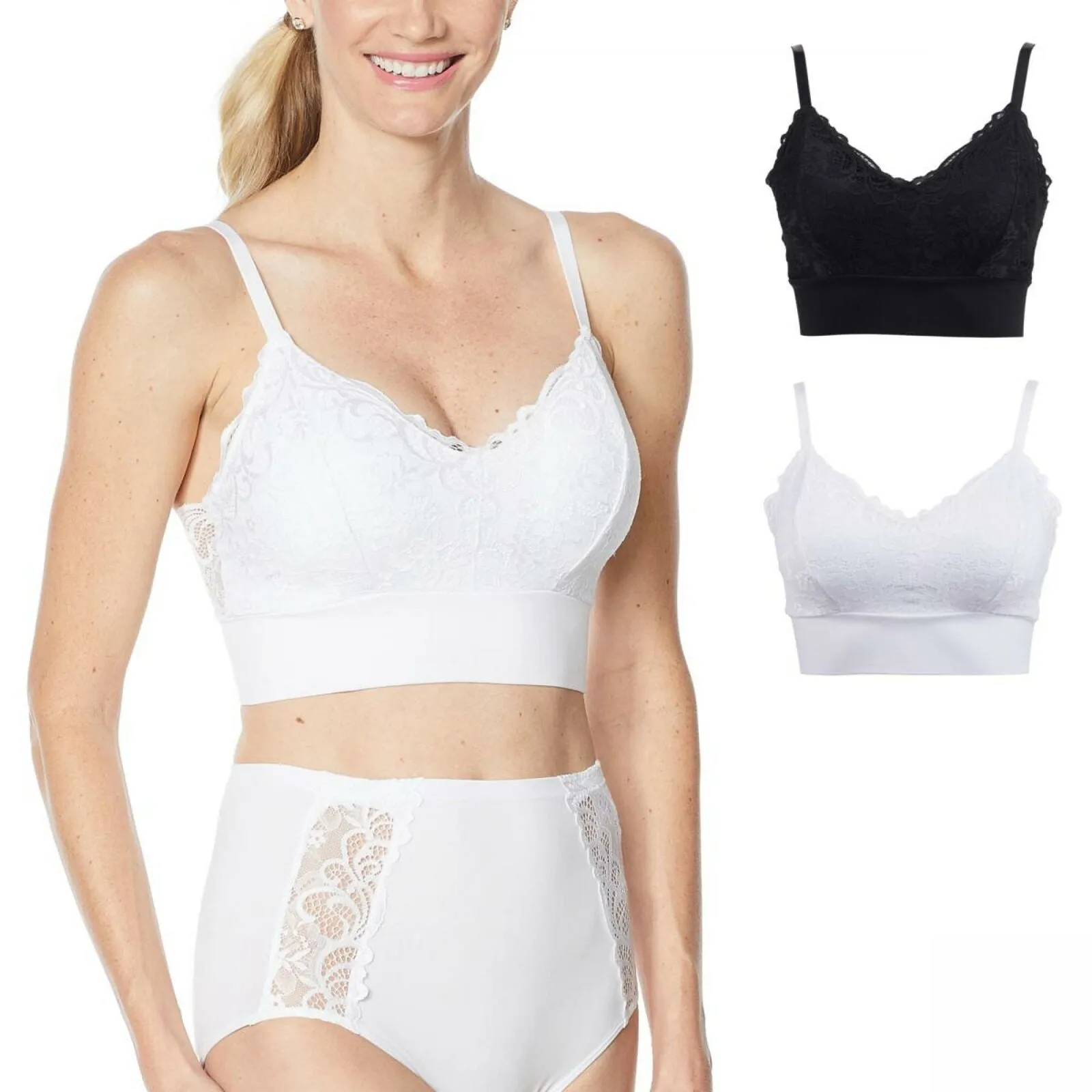 Rhonda Shear 2 Pack Lace Leisure Bras With Removable Pads