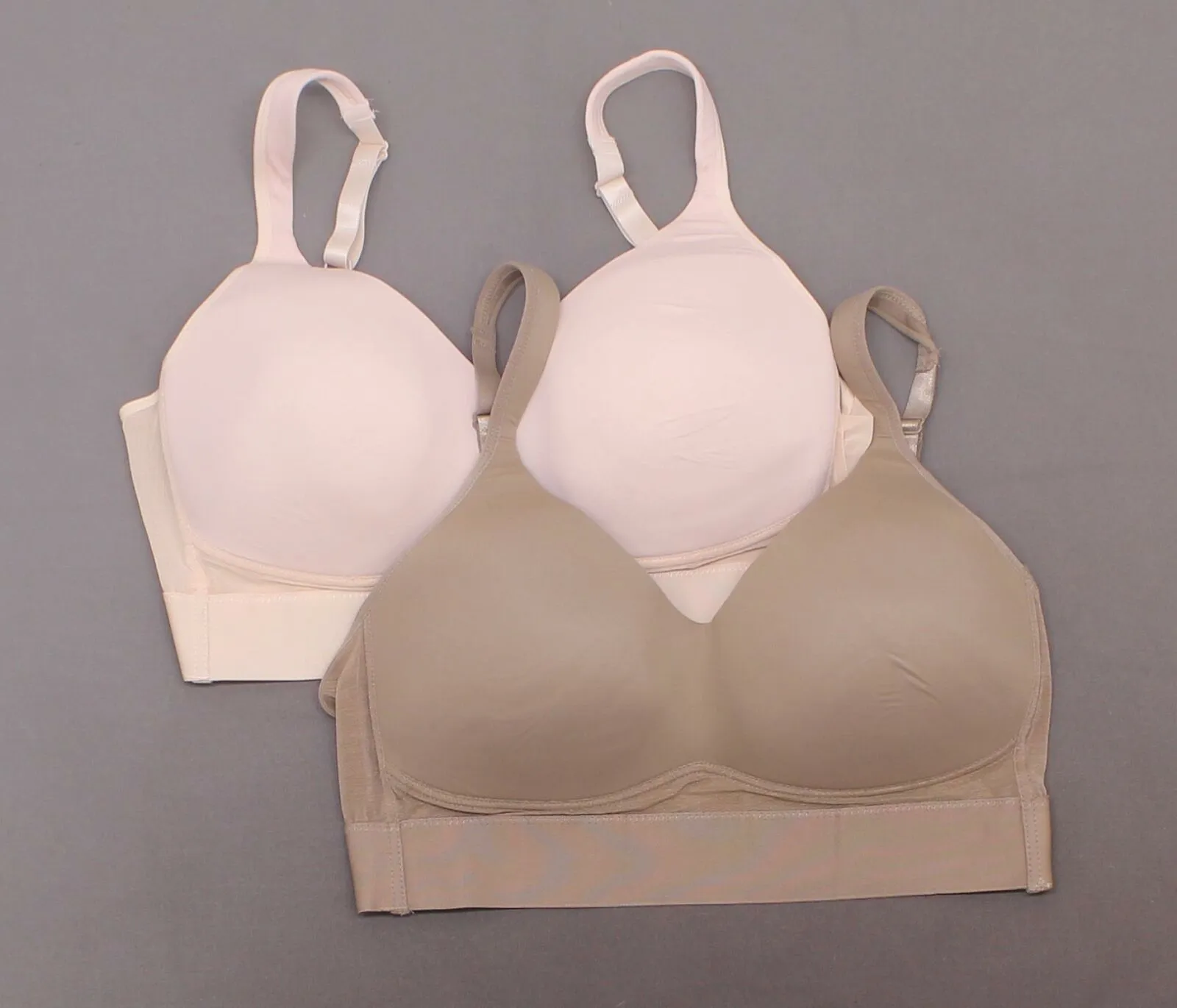 Rhonda Shear 2 Pack Molded Cup Bra With Mesh Back Detail Mocha/ Pink Small
