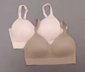 Rhonda Shear 2 Pack Molded Cup Bra With Mesh Back Detail Mocha/ Pink Small