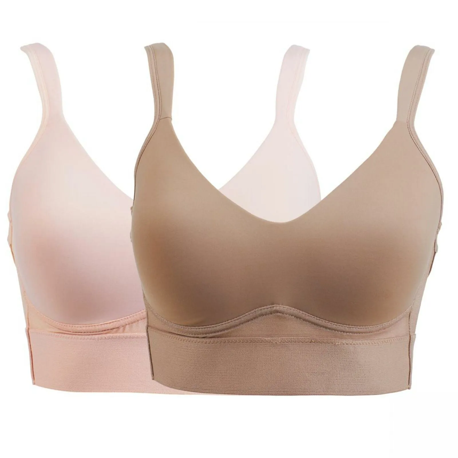 Rhonda Shear 2 Pack Molded Cup Bra With Mesh Back Detail Mocha/ Pink Small