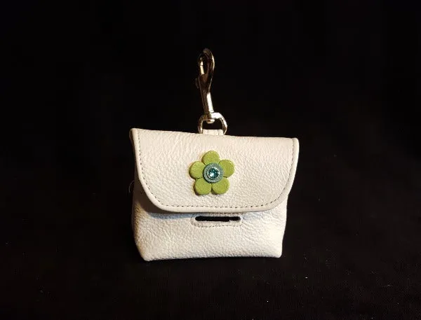 Riley Leather Flower Poop Bag Holder