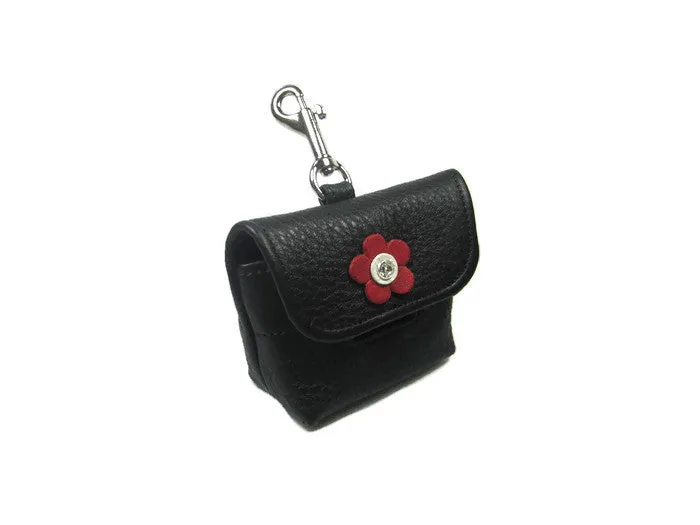Riley Leather Flower Poop Bag Holder