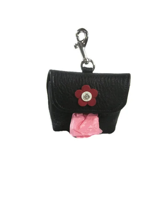 Riley Leather Flower Poop Bag Holder