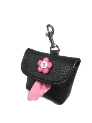 Riley Leather Flower Poop Bag Holder