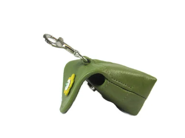 Riley Leather Flower Poop Bag Holder