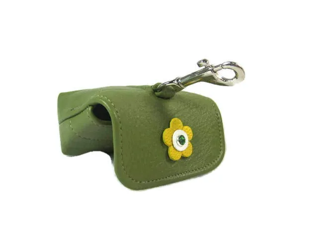 Riley Leather Flower Poop Bag Holder
