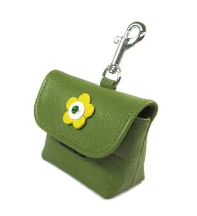 Riley Leather Flower Poop Bag Holder