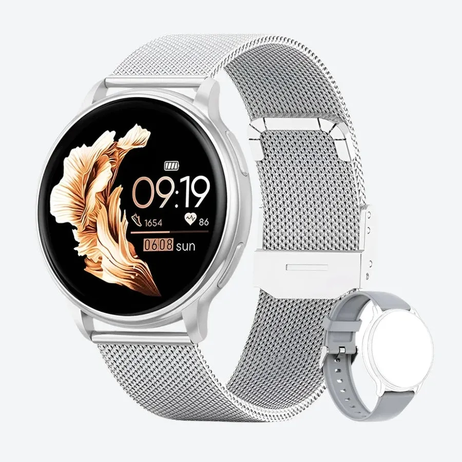 Round Digital Smartwatch with Mesh Straps