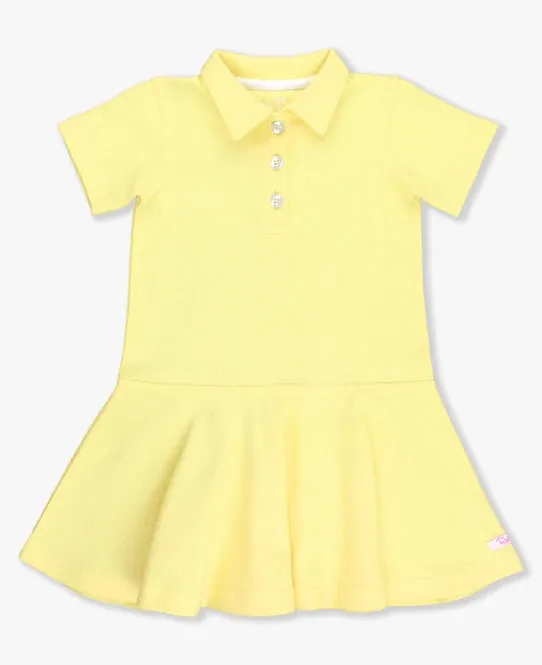 RuffleButts Banana Pique Polo Dress