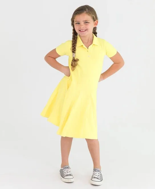 RuffleButts Banana Pique Polo Dress