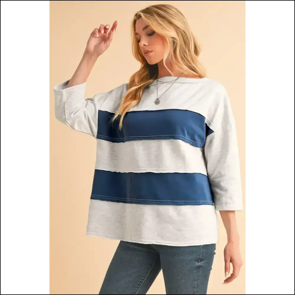 Sail Blue Striped Sweatshirt: Huggable Fashion !