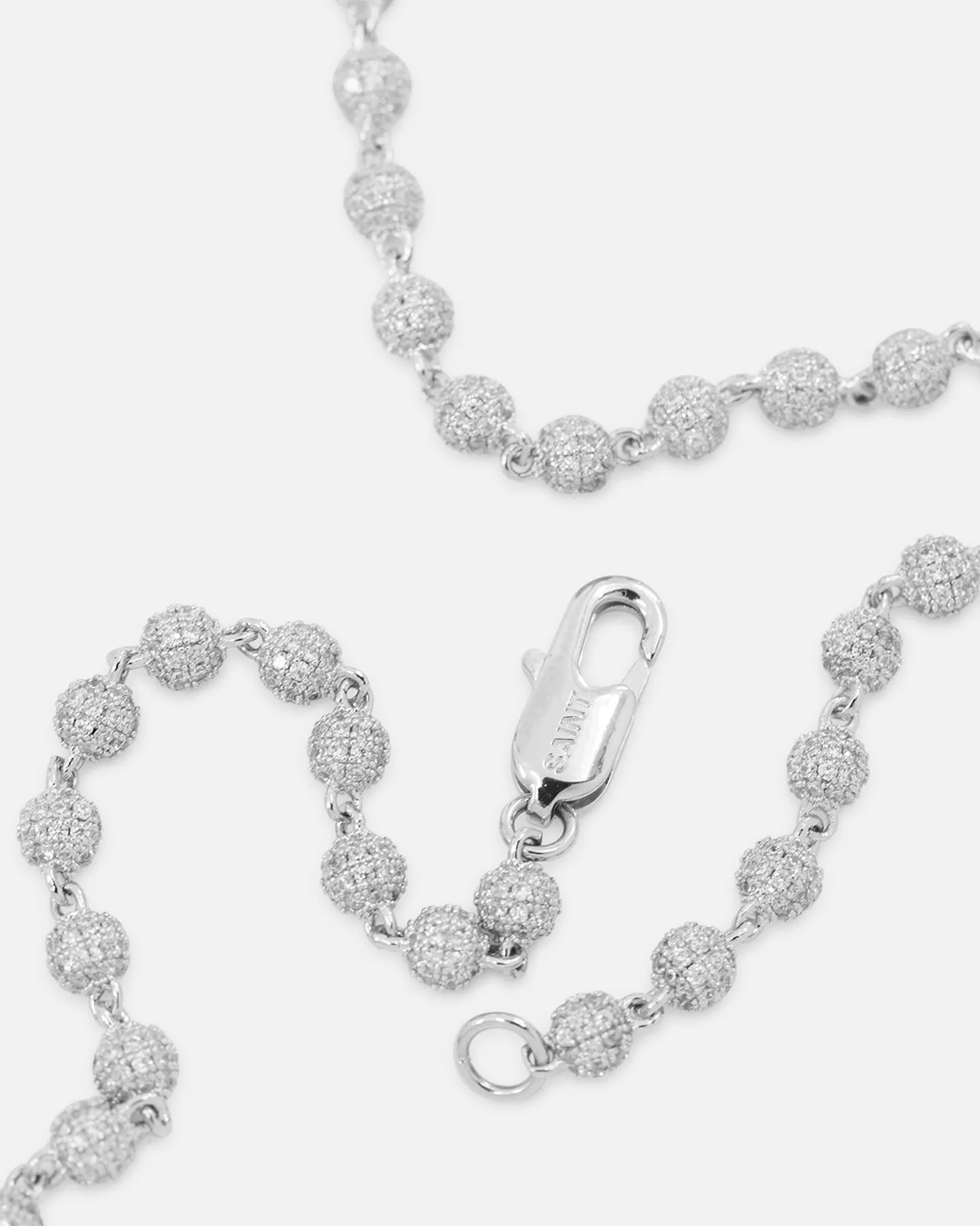 Saint Morta 4mm Iced Ball Chain White Gold