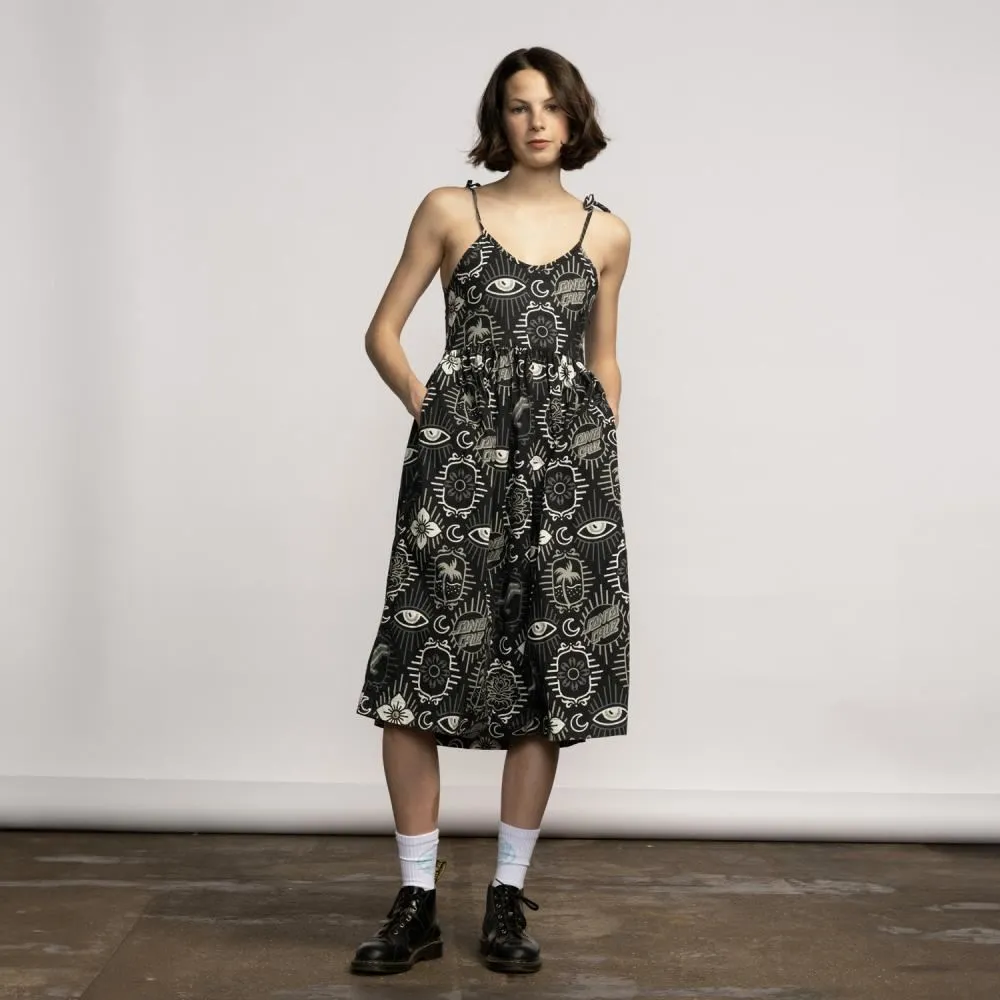 Santa Cruz Womens Dress Patchwork Dress - Black Patchwork