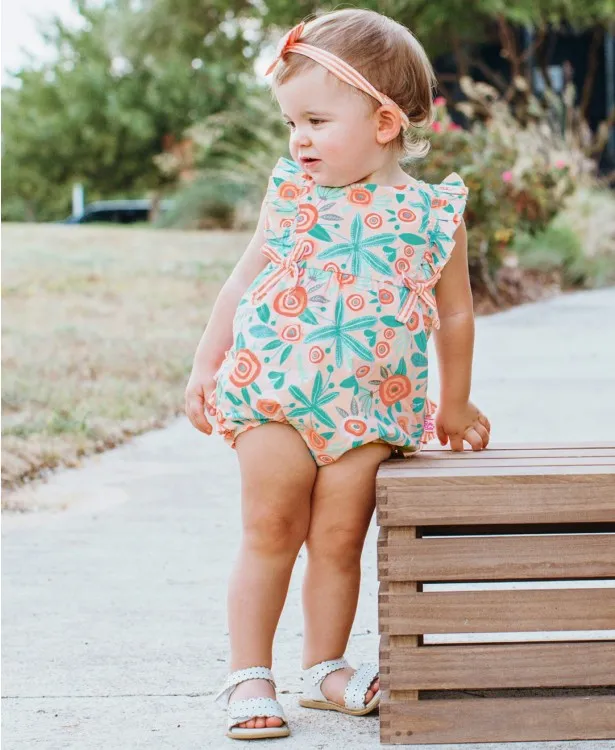 Seaside Floral Ruffle Romper