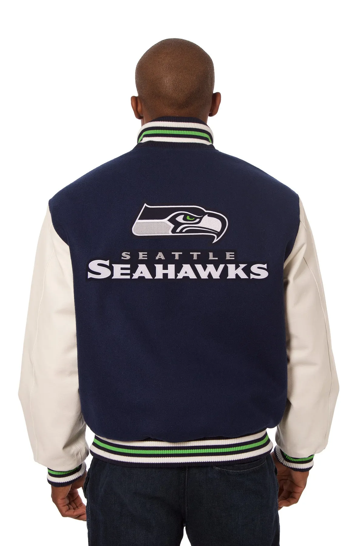 Seattle Seahawks Embroidered Wool and Leather Jacket