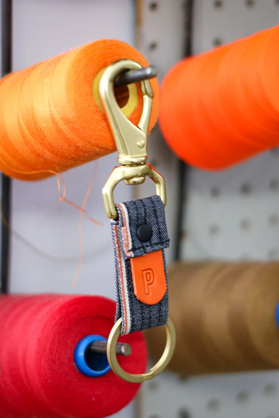 Selvedge Keyfob | Red-Orange Selvedge Japanese Denim