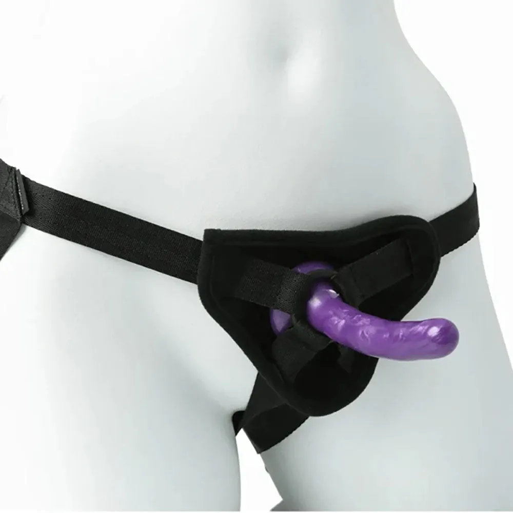 Sex & Mischief Strap-On & Silicone Dildo Kit - Black/Purple