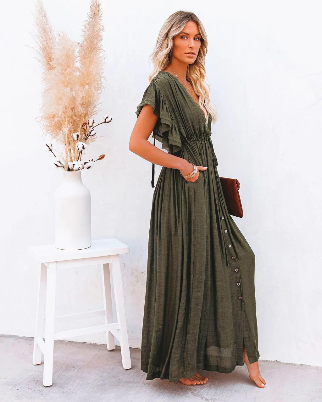 Sexy Deep V Neck Maxi Dress women