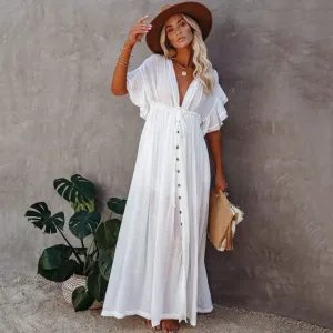 Sexy Deep V Neck Maxi Dress women