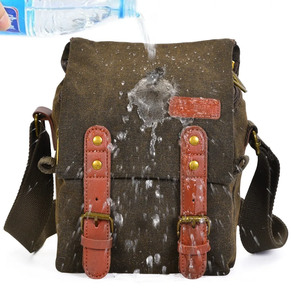 Shockproof DSLR Camera Bag Shoulder Bag, Dark Olive Canvas, Small Size