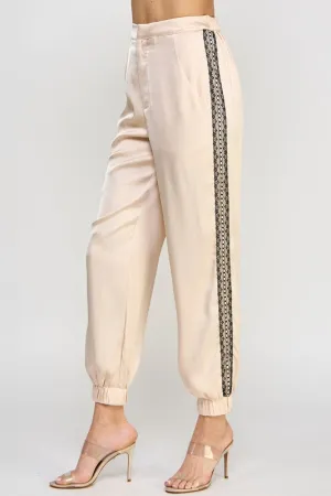 Side lace Strap Satin Jogger Pants