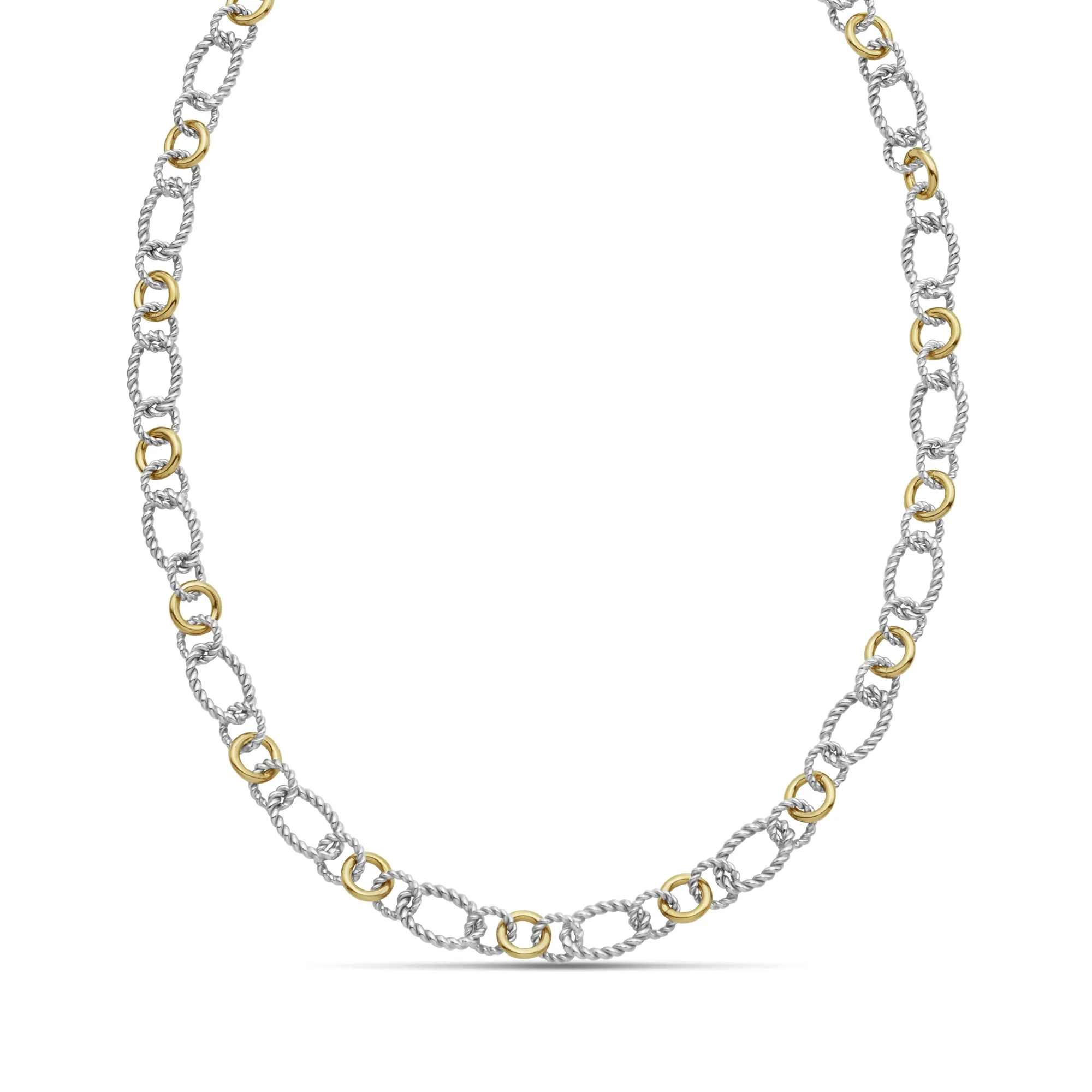 Silver & 18K Alternata Cable Chain Link Necklace