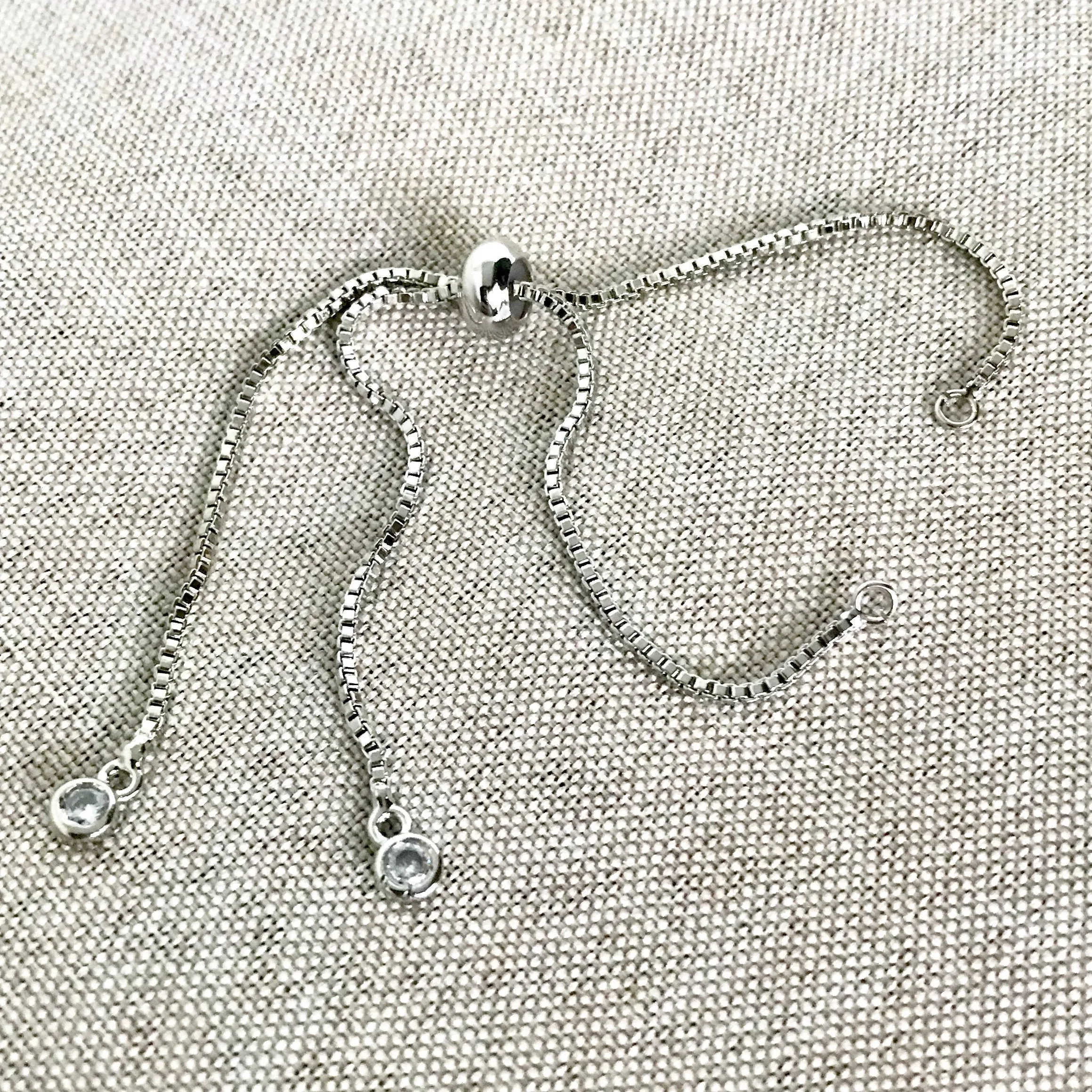 Silver Box Chain - Dainty Fine - Adjustable 5 to 9 Inches - with Open Loops - Adjustable Box Chain Bracelet - Silver