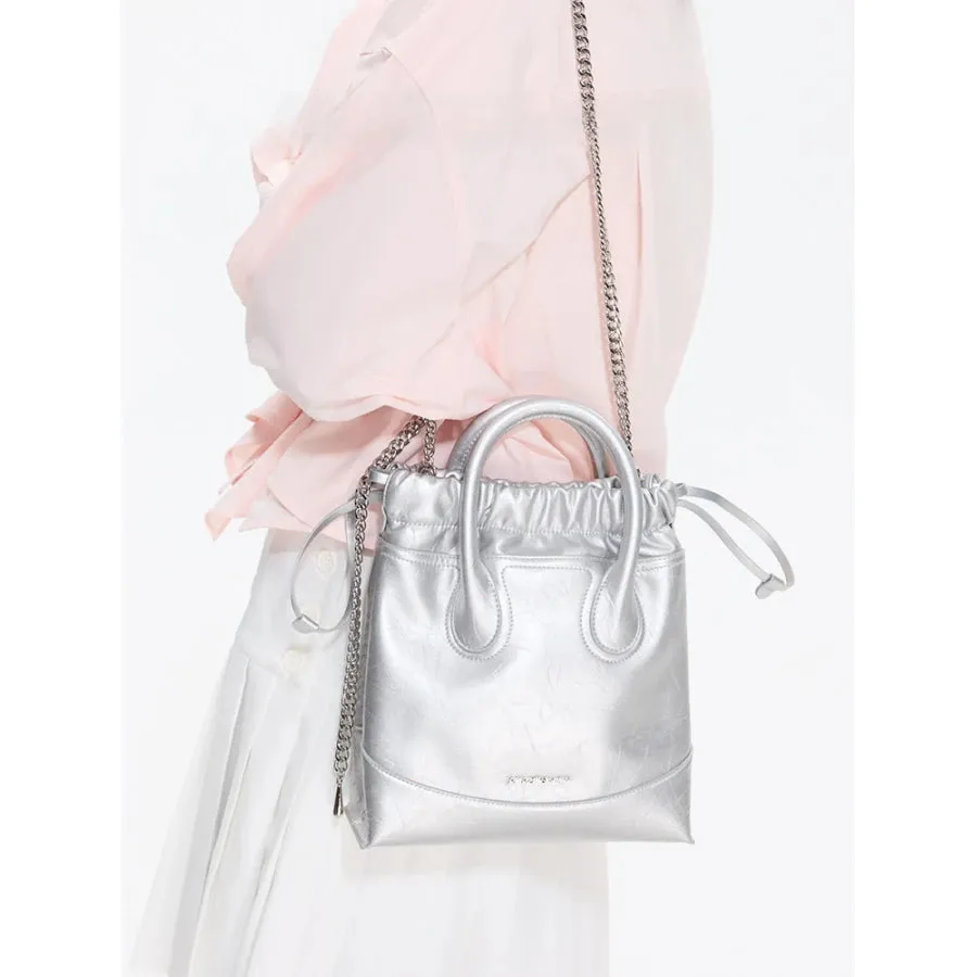 Silver Moonlight Crossbody Evening Bag