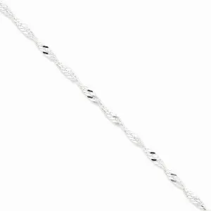 Silver Polished Twisted 3.50mm Singapore Chain
