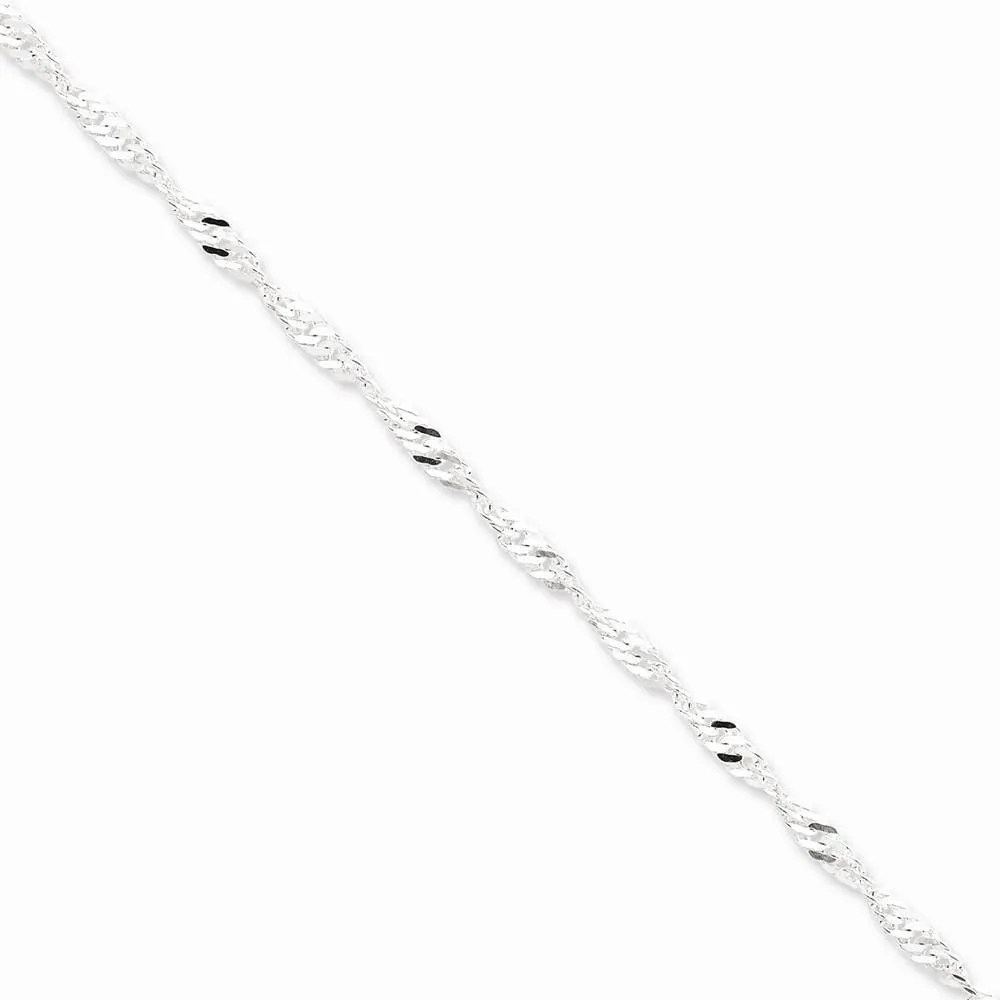 Silver Polished Twisted 3.50mm Singapore Chain