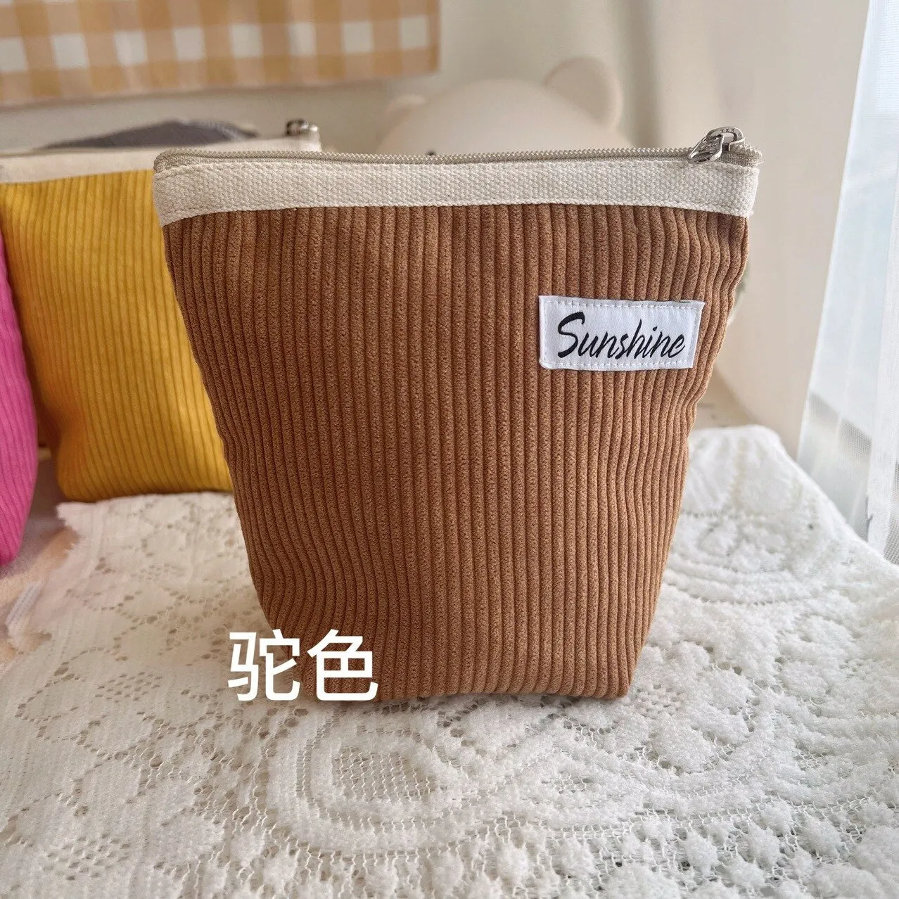 Small Cosmetic Bags Outside Portable Corduroy Clutch Makeup Coin Purse